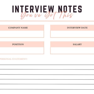 Printable Interview Notes Page