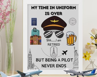 Pôster de aposentadoria de aviador, presente vintage para piloto de linha aérea