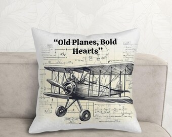 Retirement Gift, Corduroy Aviation Pillow Covers, Airplane Throw Pillow, Unique Pilot Decor.