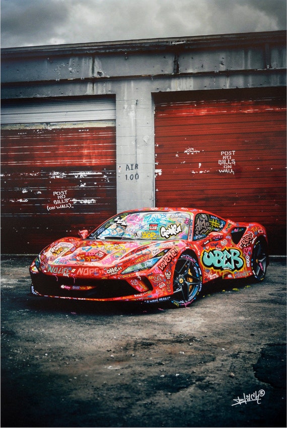 Ferrari Rouge / Art Graffiti vandal Streetart / POSTER , Toile XXL, STICKER /