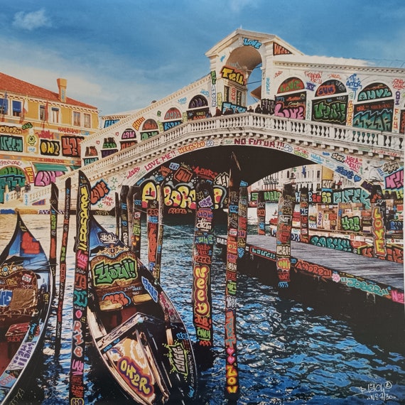 Venice in love. Limited edition signed and numbered. pop art streetart graffiti canvas