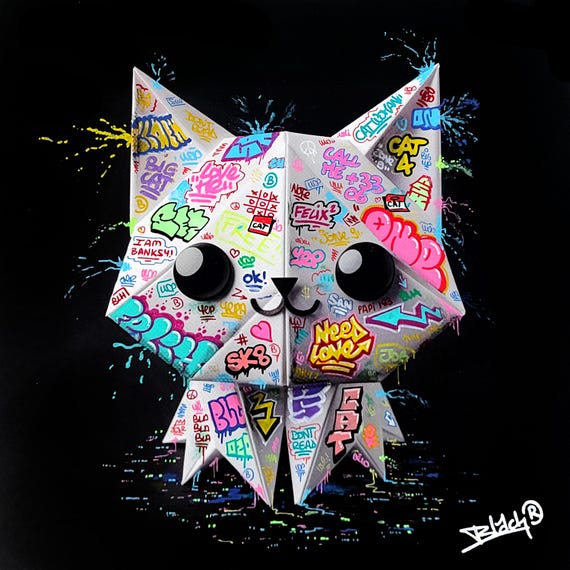Shadow Cat Origami Graffiti Art By Blach®