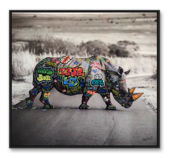 Poster open edition/ Rhino Fiesta / Art Graffiti vandal Streetart / POSTER , Toile XXL, STICKER /