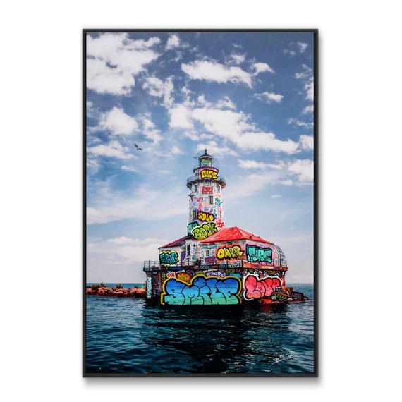 Small Graffit Lighthouse Portugal / graffiti vandal streetart. POSTER , Toile XXL, STICKER  ! Art by Blach®