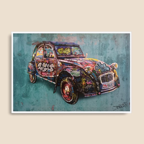 2CV Charlestone / Art Graffiti vandal Streetart / POSTER , Toile XXL, STICKER /