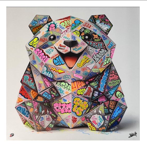 Panda Origami Graffiti Color Art By Blach®