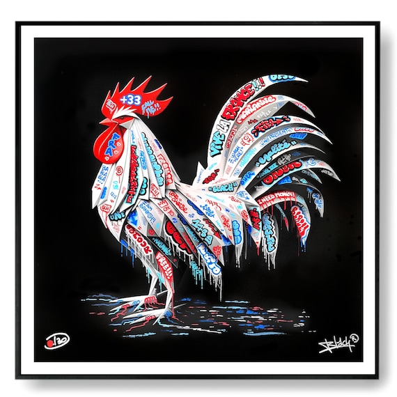 Rooster Vive la France Origami Graffiti Art By Blach®