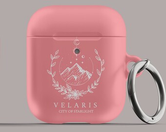 ACOTAR, Velaris, Bookish Airpod Case, Pink AirPods Case, Cover for Apple AirPods, Tech Accessories, Wireless Headphones, Acotar case