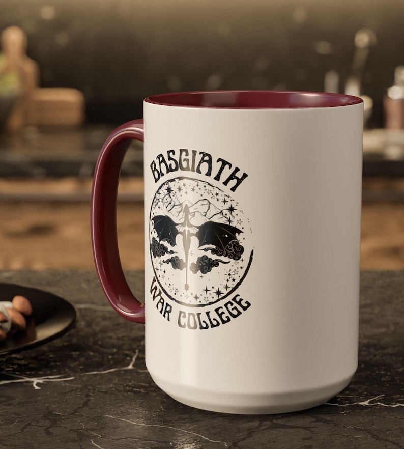 Basgiath コーヒーマグ、Fourth Wing グッズ、本好きのギフト、読書好きのためのコーヒーマグ、紅茶、電子レンジ対応マグ、大型セラミックマグ、Onyx Storm 画像 1