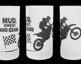 Mud Sweat & Gears Motorcycle Design 16 oz Frosted Mug
