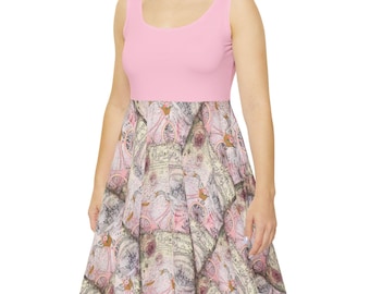 Abito corto da skater alla moda rosa da donna in stile parigino