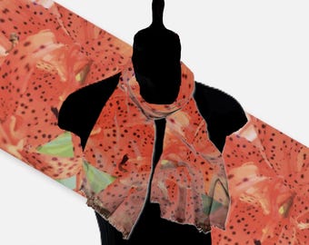 Orange Tiger Lily Pashmina Scarf