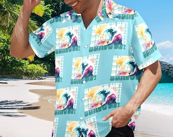 Surf's Up Men's All Over Print Hawaiian Shirt (Made in USA)