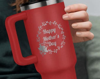 Happy Mother's Day Floral Ring Engraved Pinnacle 40 oz Tumbler