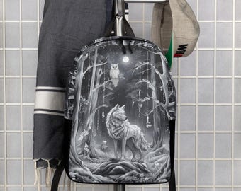 Ethereal Wolf in the Moon Light Minimalist Backpack