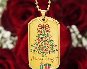 Christmas Merry & Bright Luxury Dog Tags Necklace
