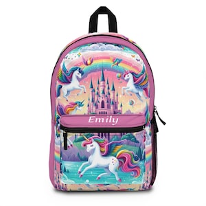 Custom Unicorn Backpack: Rainbow Kids School Bag, Personalized