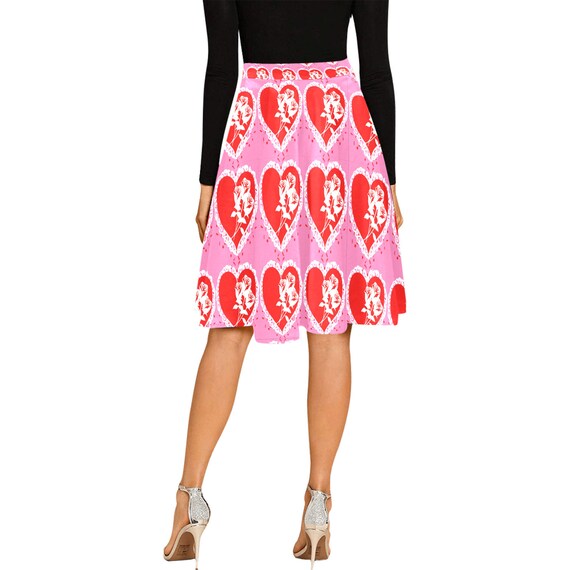 Pink love heart midi skirt 2025