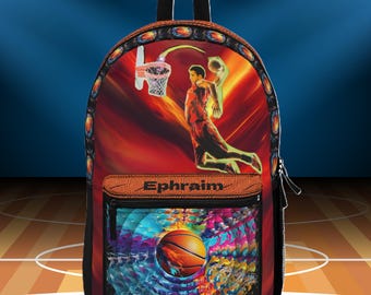 Basketball Player Slam Dunk Backpack | Sports Custom Name School Bag
