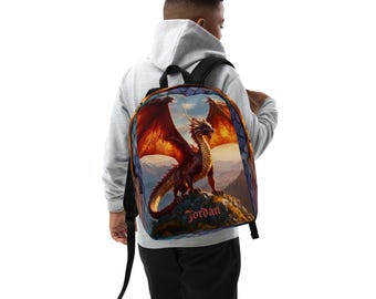 Mochila estampada com o tema Game of Dragons e nome personalizado.