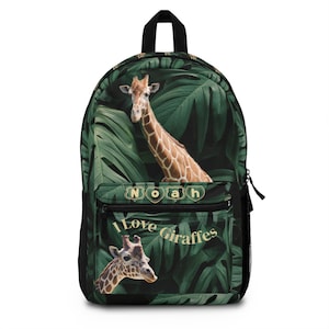 Große Giraffe mit Grünzeug-Rucksack