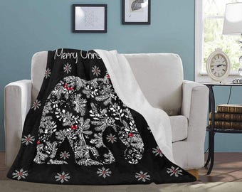 Merry Christmas Polar Bear Black Ultra-Soft Micro Fleece Blanket (Made in USA)