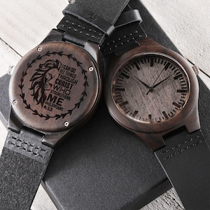 I Can Do All Things Through Christ Lion Faith Based Engraved Wooden Watch Standard