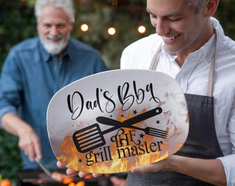 Dad's BBQ The Grill Master 10x14 Oval Serving Platter