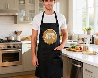 Papa Bear Golden Seal Adult Waterproof Apron With Three Pockets