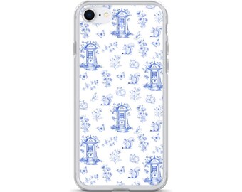 Capa transparente Vintage Blue Toile Door to Nature para iPhone®