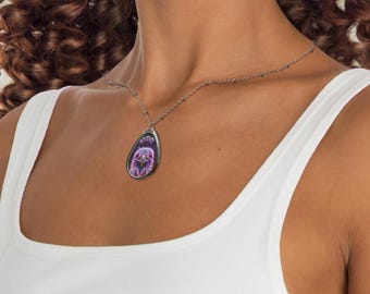 Collana ovale con ritratto di aquila al neon degli Stati Uniti / Ciondolo con uccello Celebrate America