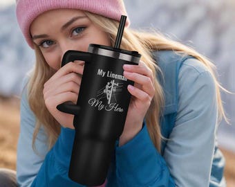 My Lineman My Hero Pinnacle 40 oz Engraved Tumbler