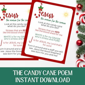 Das Candy Cane Gedicht, Frohe Weihnachten Tag, Die Bibelgeschichte, Weihnachten Kinderaktivitäten, Candy Cane Tags, J ist für Jesus, Instant Download
