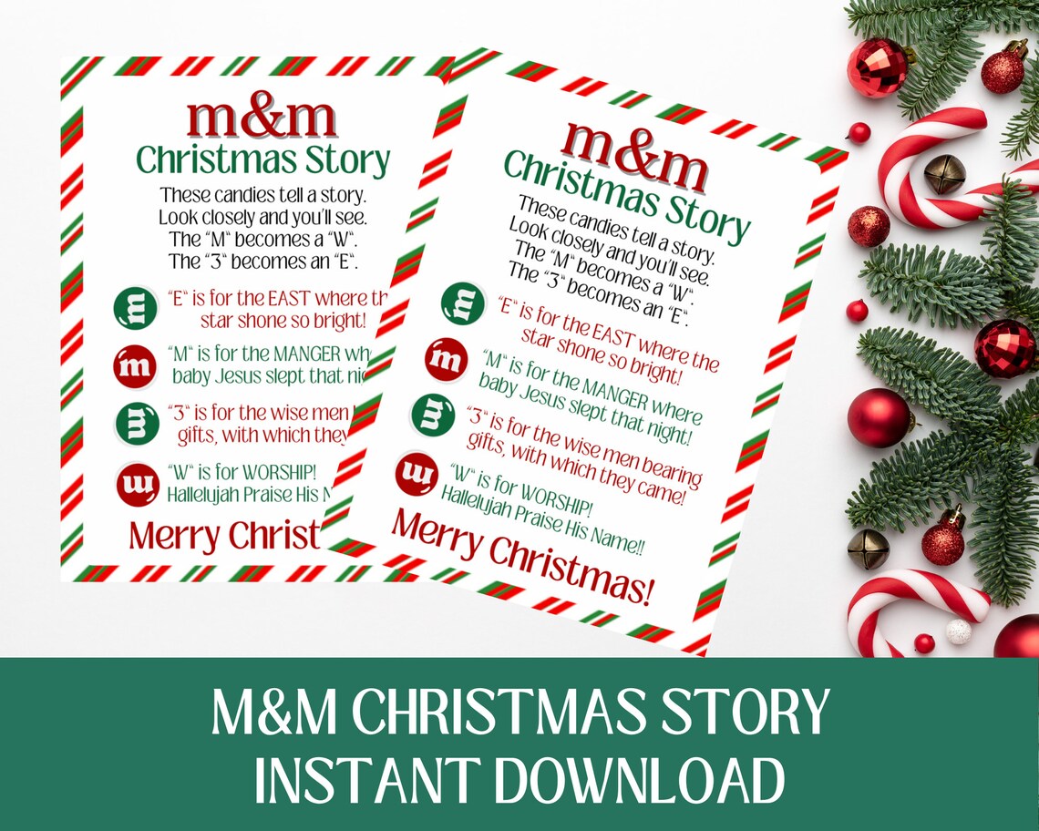 M&amp;M Christmas Story Poem Printable, Nativity Story, Jesus Birth ...