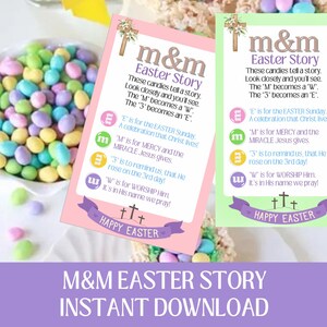 M & M Ostergeschichte Gedicht druckbar, Er ist auferstanden, Jesus, christliches Geschenk, Instant Download Karte/Tag