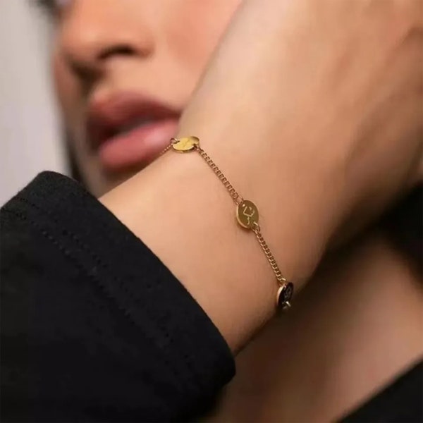 Bracelet islamique Bracelet arabe minimaliste pour cadeau Bracelet islamique plaqué or 18 carats avec breloques Bracelet en acier inoxydable pour femme