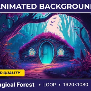 Sfondo virtuale animato Magical Fairy Forest senza soluzione di continuità Looped Vtuber Background Twitch Streaming Moving Wallpaper Loop