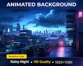 Fondo animado lofi de noche lluviosa: transmisión fluida de Twitch de Vtuber