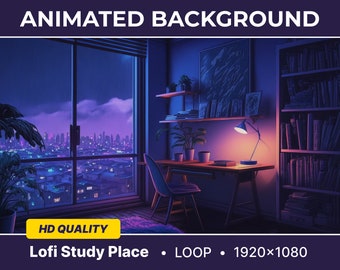 Lofi Stream Overlay lofi Study Looped Vtuber Background Animated Stream Screen Moving Wallpaper Animated lofi Twitch Overlay