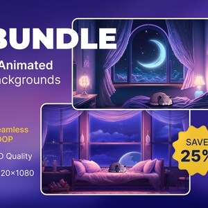 Animated Background Cozy Night Vtuber lofi Background Twitch Screen animated twitch overlay Twitch animated scene lofi art vtuber room