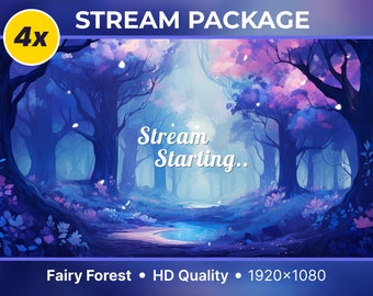 Animated Stream Pack Fairy Forest Twitch Stream package Twitch Stream Pack animated Twitch Overlay Animated Scenes Lofi Art Stream overlay