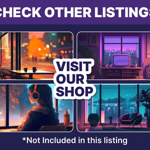 Puede incluir: Cuatro im&aacute;genes diferentes de paisajes urbanos vistos a trav&eacute;s de ventanas. La primera imagen muestra una cafeter&iacute;a con mesas y sillas. La segunda imagen muestra una sala de estar con un televisor y plantas. La tercera imagen muestra a una persona sentada junto a una ventana con auriculares puestos. La cuarta imagen muestra una sala de estar con una silla y una planta. El texto "VISIT OUR SHOP" est&aacute; superpuesto en las im&aacute;genes. El texto "*Not Included in this listing" est&aacute; debajo de las im&aacute;genes.