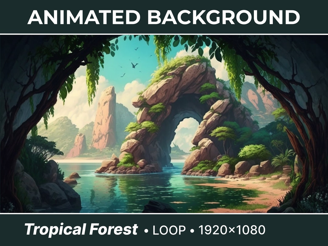 Animated Virtual Background Amazing Tropical Forest Looped Vtuber ...
