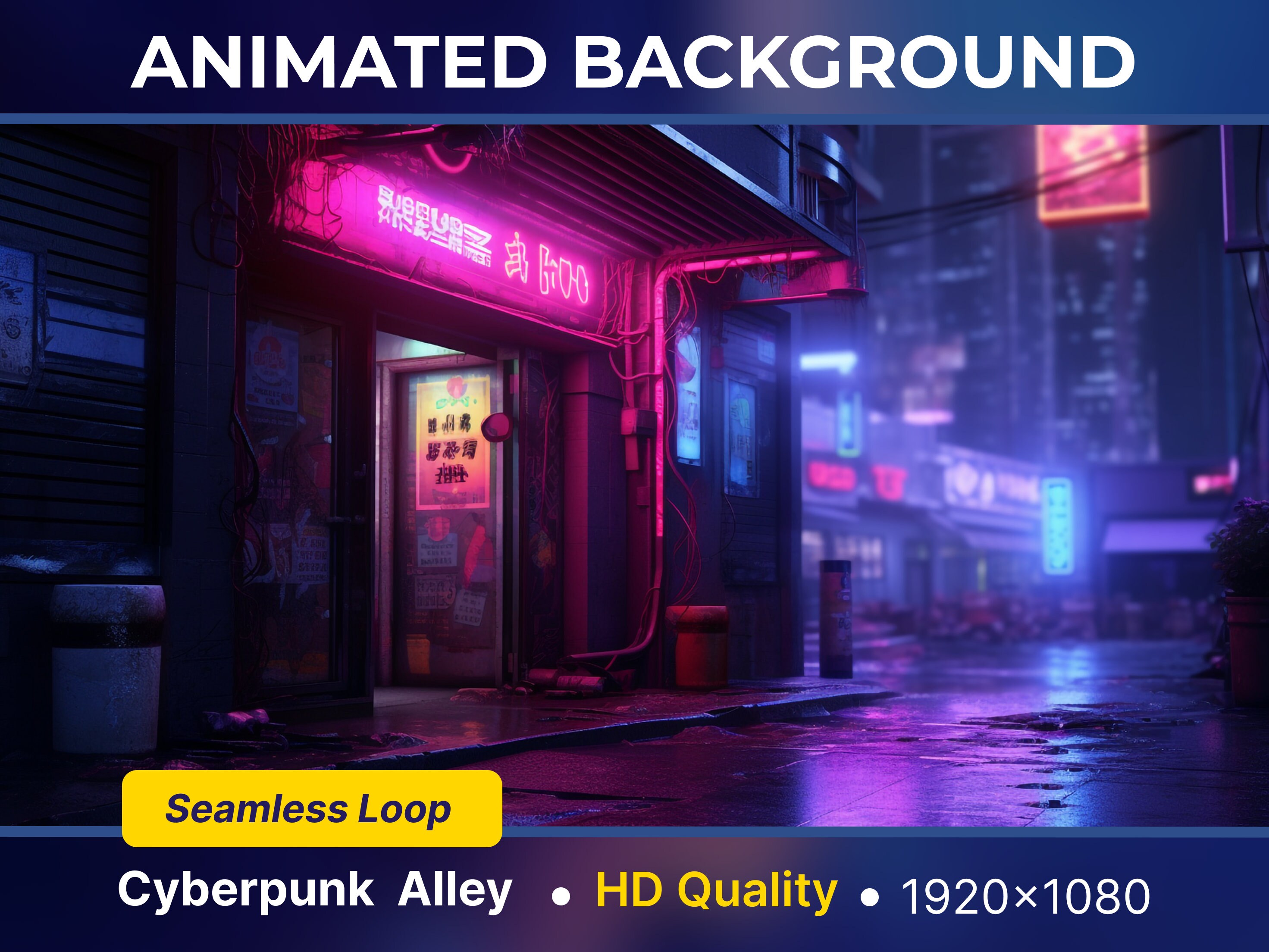 Cyberpunk Animated Vtuber Background for Stream Room, Futuristic Alley  Vtubers Background, Lofi Overlay, Twitch, Moving Wallpaper