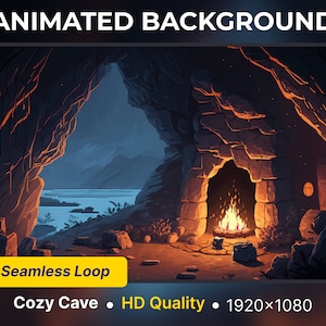 Animated Background Cozy Cave Vtuber room lofi background Twitch overlay lofi Twitch screen animated lofi twitch scene vtuber background