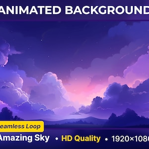 Animated Virtual Background Amazing Sky Vtuber Background Twitch Stream lofi art twitch Overlay lofi Animated twitch Scene Stream Screen