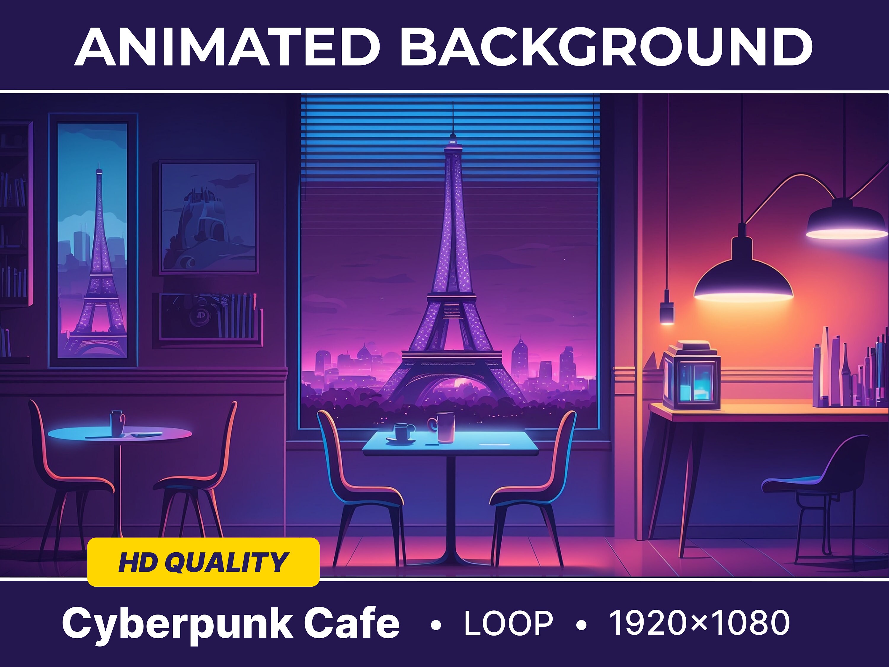 Cyberpunk Animated Vtuber Background for Stream (Instant Download) 