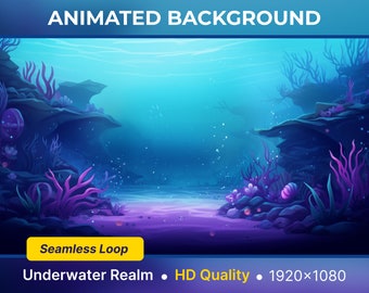 Animated Stream Screen Underwater Realm Vtuber Background Twitch Streaming Animated background Animated Twitch Overlay Vtuber room overlay