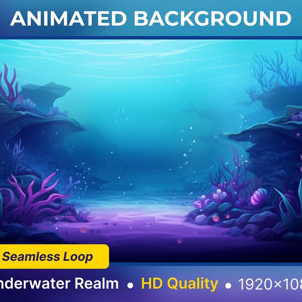 Animated Stream Screen Underwater Realm Vtuber Background Twitch Streaming Animated background Animated Twitch Overlay Vtuber room overlay