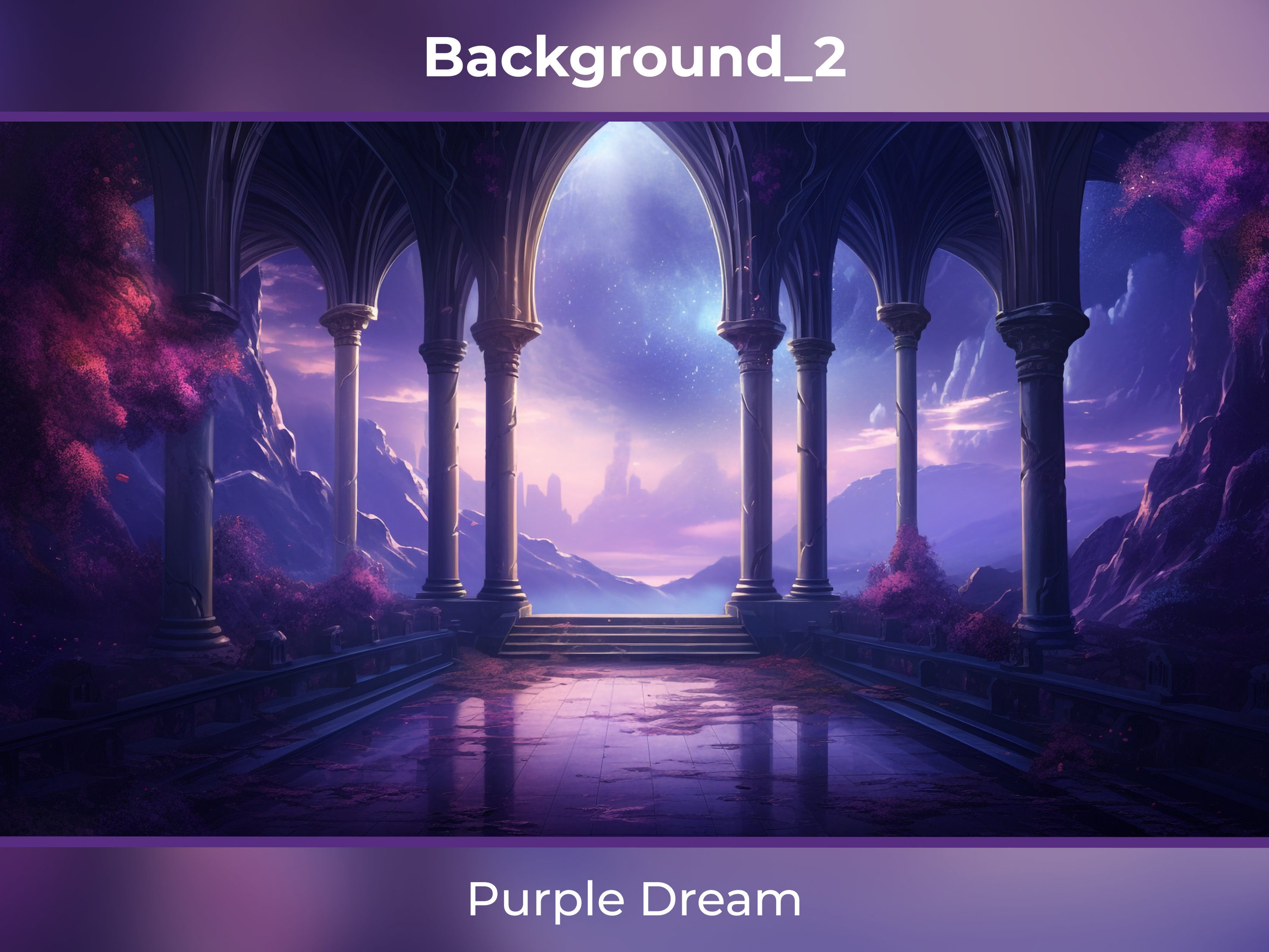 Animated Virtual Background Fantasy Purple Dream Vtuber Room - Etsy